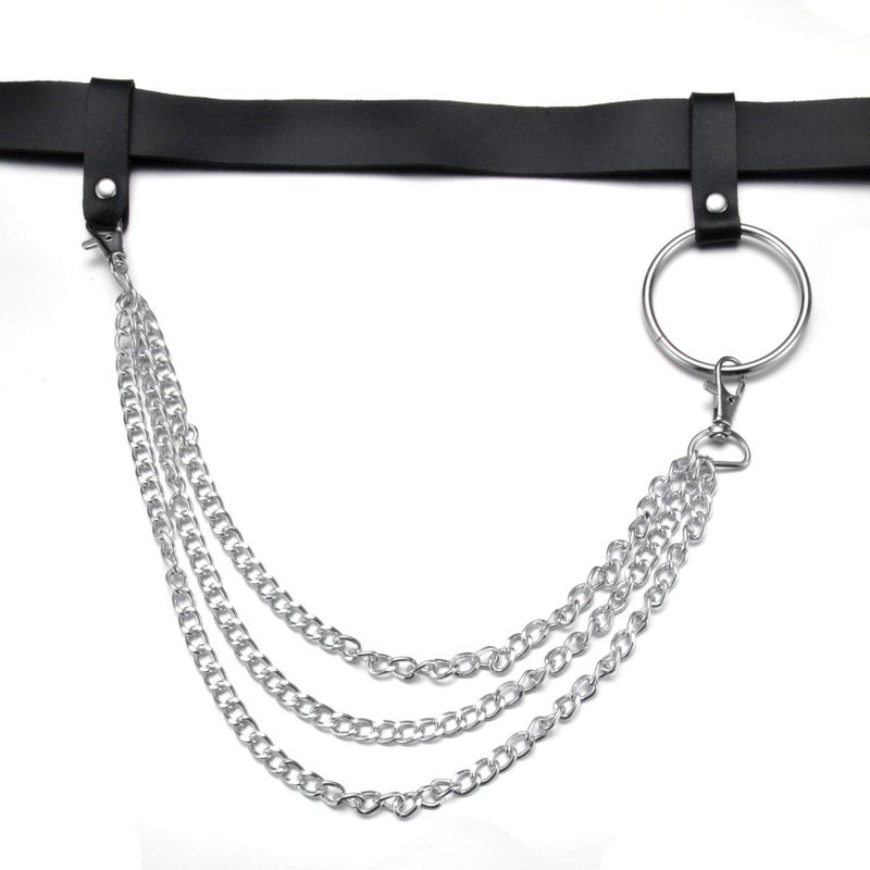 MILAKOO Women's Body Chain Leather Belt with Chain Gothic Punk Waist Belt with Buckle Adjustable - Image 2